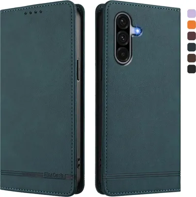 Produktbild von Hülle für Samsung Galaxy A17 5G/4G, Retro Kunstleder Ständer Klapphülle mit Kartenfächer und Magnetische Grün
