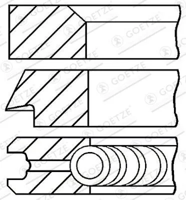 Produktbild von GOETZE ENGINE 08-132900-00 Kolbenringsatz Kolbenringe für BMW 3 Limousine (E30) 3 Cabrio (E30) 5 Limousine (E28) 6 Coupe (E24) 3 Limousine (E21)
