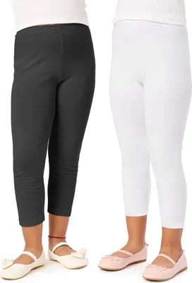 Produktbild von Merry Style Mädchen 3/4 Leggings aus Viskose 2 Pack MS10-131 (Schwarz/Weiß (2Pack), 152 cm)