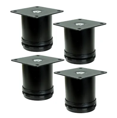 Produktbild von Verstellbare Stahlmöbelfüße 6 cm mit Montageplatte, Schwarz, 4 Stück