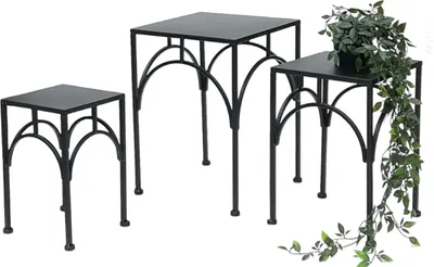 Produktbild von DanDiBo Blumenhocker Metall Schwarz Eckig Blumenständer Beistelltisch 96449 3er Set Pflanzenständer Blumensäule Modern Pflanzenhocker