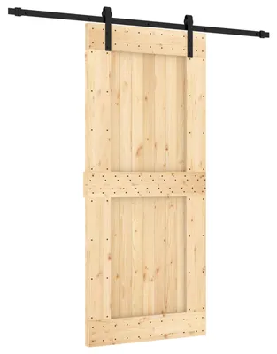 Produktbild von Schiebetür Natürlich und Schwarz 90 x 210 cm Massivkiefer