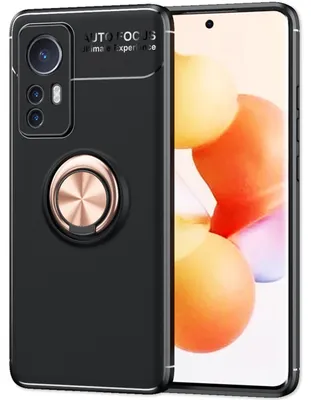 Produktbild von Matt-Schwarze Ringhülle für Xiaomi 12 / Xiaomi 12X - Handy Silikon Hülle Case Rose Gold