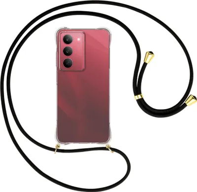 Produktbild von Handykette Backcover-Schutzhülle mit Band (Metall goldfarben) für Realme 14X 5G - schwarz