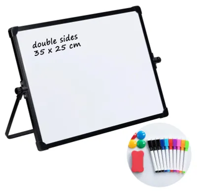 Imagen del producto de Pizarra magnética de doble cara, de 35 x 25 cm, con soporte de pie , ideal para oficina y escuela