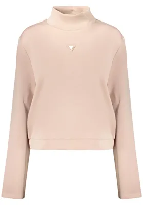 Immagine prodotto di Maglione rosa da donna realizzato con materiali riciclati, con colletto alto e logo