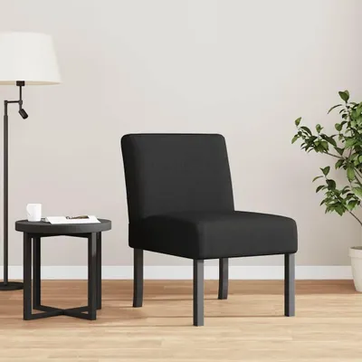 Produktbild von Schwarzer Polsterstuhl aus Stoff mit Massivholzbeinen und Sperrholzrahmen, 48x64x72 cm, mit Rückenlehne und gepolsterter Sitzfläche für Wohnzimmer, Büro und Lounge
