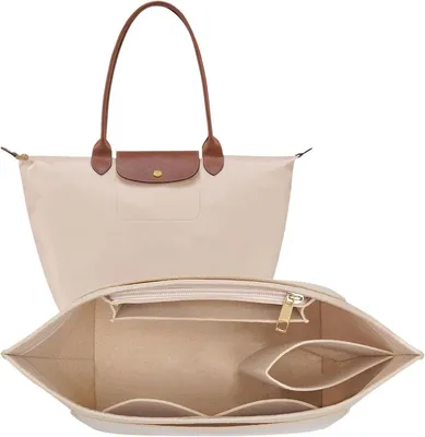 Produktbild von Minicee Taschen Organizer Filz Handtaschen Einsatz Bag in Bag mit Fächern 26x20x13 cm Beige