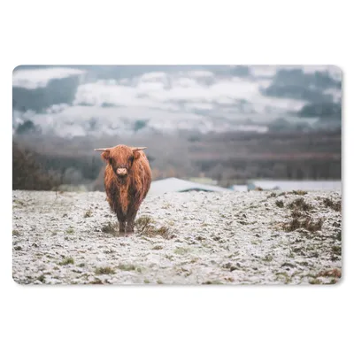 Produktbild von MuchoWow® Mauspad Mousepad Schottischer Highlander - Schnee - Himmel 27x18 cm - Mousepads - Maus Mat - Pad - Mausunterlage - Büroartikel - Desk Matten