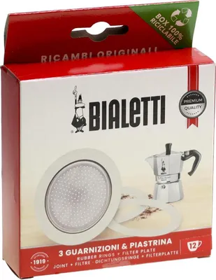 A product box for Bialetti espresso maker spare parts.