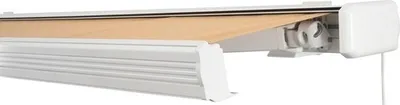 Produktbild von SOLUNA Kassettenmarkise Exquisit 4x3,5 Stoff Dessin 0034 Gestell RAL 9010 reinweiß Antrieb rechts inkl. Motor und Wandsc