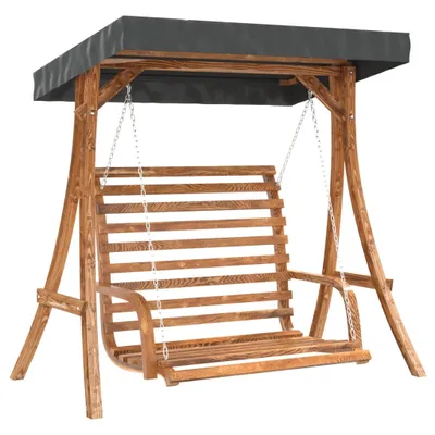 Obrázok produktu pre vidaXL Hollywoodska hojdačka so strechou Masívny smrek s teakovou povrchovou úpravou