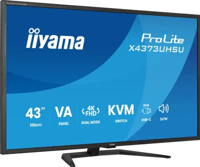 Produktbild von iiyama ProLite X4373UHSU-B2, 108 cm (42.5"), 3840 x 2160 Pixel, 4K Ultra HD, LED, 3 ms, Schwarz