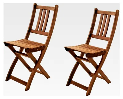 Produktbild von 2er Set Akazienholz Gartenstuhl, geeignet für Balkon, Garten und Terrasse, klappbar