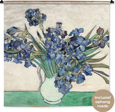 Produktbild von MuchoWow® Wandteppich Wandbehang Stilleben mit Schwertlilien - Vincent van Gogh 150x150 cm Tapisserie Dekoration Wandtuch - Wohnaccessoires - Modernes