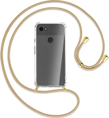 Produktbild von Handykette Backcover-Schutzhülle mit Band (Metall goldfarben) für Google Pixel 3a - caramel