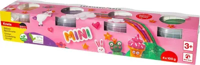 Produktbild von Eberhard Faber 572511 - Knete Glitzer 4 Farben, je 100 g, Kinderknete in wiederverschließbaren Bechern