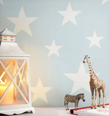 Produktbild von NEWROOM Tapete Blau Vliestapete Sterne - Kinderzimmer Kinder Weiß Babytapete Babyzimmer