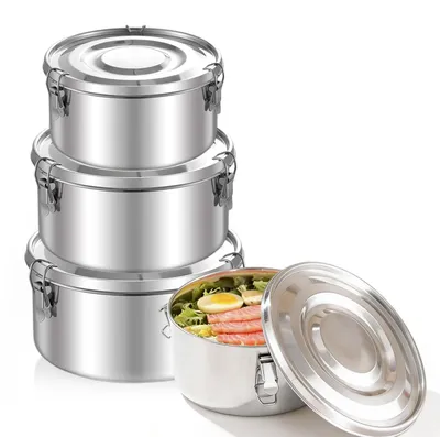 3er-Set Edelstahl-Lunchboxen 660/1040/1590 ml mit Deckel