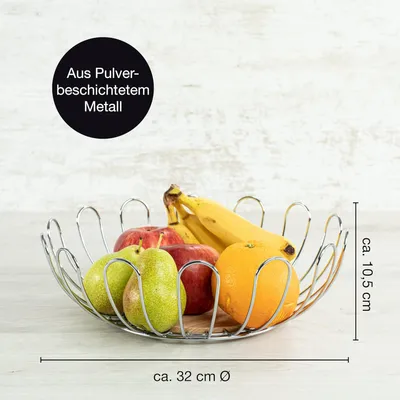 Productafbeelding van Famanu fruitschaal, modern, 32 cm - metalen schaal voor fruit, groenten en brood