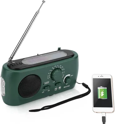 Productafbeelding van Wind-up zonne-radio met LED-zaklamp en noodtelefoonoplader