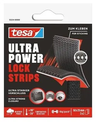 Samolepiaci suchý zips - prúžky, obojstranný, 25 x 50 mm, TESA "Ultra Power Lock"