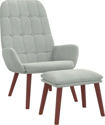 Immagine prodotto di vidaXL Poltrona relax con sgabello in velluto grigio chiaro