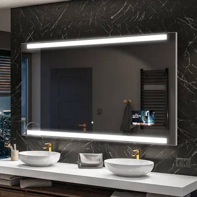 Produktbild von Artforma Badspiegel SMART 130x80 cm - mit LED Beleuchtung - LED Farbe Kaltweiß 7000K - Individuell Nach Maß - Beleuchtet Wandspiegel Lichtspiegel Badezimmerspiegel | Lichtschalter: Touch Schalter |SLED047