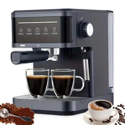 Produktbild von Espressomaschine 20Bar, Vollautomatische Kaffeemaschine mit Milchschäumer Dampflanze, 1.8L Wassertank für Zuhause Und Büro,Ideal Als Geschenk, Schwarz