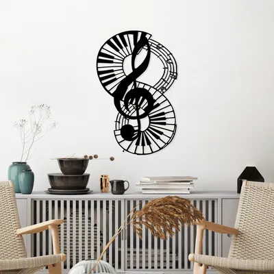 Image de Wallity, Musical- SKL2589, Noir, Autres décorations pour la maison, 46 x 70 cm, 100% métal (épaisseur : 1