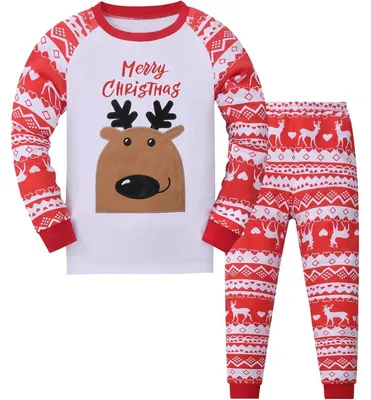 Produktbild von Schlafanzug Kinder Langarm Baumwolle Weihnachtsmotiv 2-12 Jahre