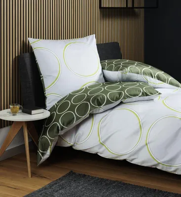 Produktbild von Janine Design Mako-Satin-Bettwäsche-Garnitur J. D. 87109 Farbe grün silber Größe 155x200+80x80