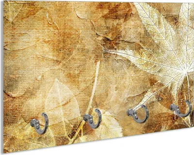 Produktbild von Wallario Schlüsselbrett aus Glas, Motiv: Herbstlaub, 30 x 20 cm mit 4 Haken