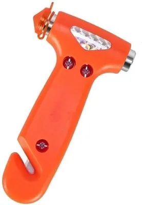Produktbild von Sicherheitsmesser mit Hammer und Gurtcutter für Notfall und schnelle Fensteröffnung (Orange)