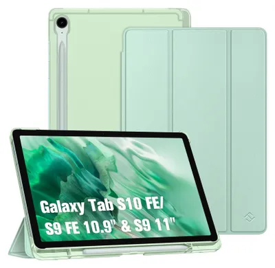 Produktbild von Fintie Hülle für Samsung Galaxy Tab S10 Lite/S10 FE/S9 FE 10.9" & S9 11" Tablet mit Stifthalter, Ultradünn Schutzhülle mit Translucent Rückseite Cover und Auto Schlaf/Wach Funktion, Mint