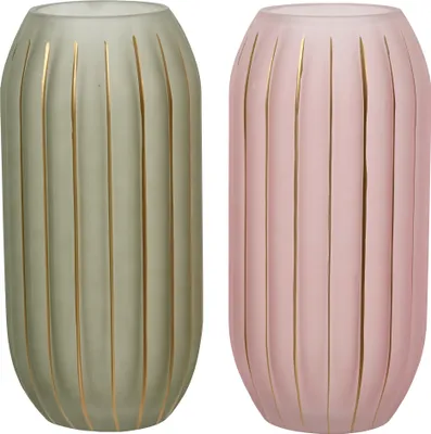 Produktbild von Vase / Blumenvase aus Glas 15x30cm Rosa / Grün 1 Stück sortiert