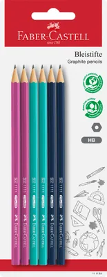 Produktbild von Faber-Castell 111184, HB, Mehrfarbig, Kunst, Grafische Zeichnung, Hobby, Büro, Schule, Technical drawing, Sichtverpackung, 6 Stück(e), Forest Stewardship Council (FSC)