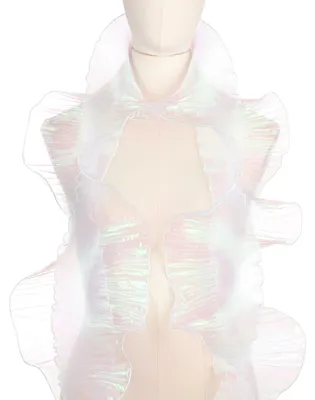 Rüschenborte, 7 m, Organza-Spitze, doppelte Rüschenkante, schillerndes Weiß