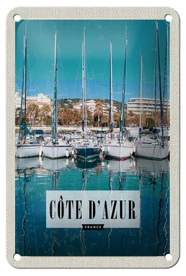 Produktbild von Blechschild Reise 12x18cm cote d'azur France Urlaub Meer Dekoration