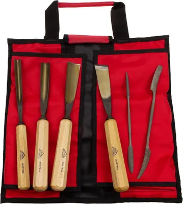 Produktbild von Stubai Schnitzeisen-/Riffelraspel-Satz N2, 6-teilig, Serie 52 S520005 (Schnitzersatz Hohleisen Riffelraspel Schnitzwerkzeug Schnitzeisen Schnitzerwerkzeug Gaißfuß Schnitzeisen-/Riffelraspelsatz)