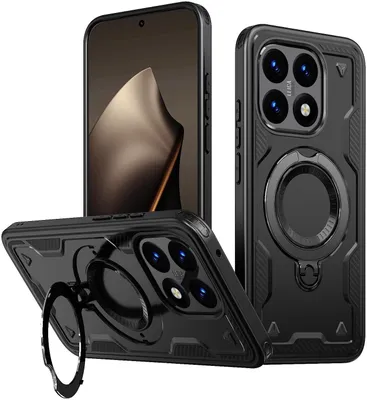 Immagine prodotto di Custodia MagSafe per Xiaomi 15T - Cover posteriore Phonesta MagLock Armor con anello - Nero