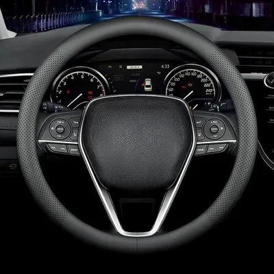 Obrázok produktu pre Poťah na volant z príjemnej kože, protišmykový, univerzálny, 38 cm, čierna farba