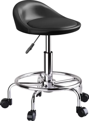 Produktbild von HOMCOM Rollhocker höhenverstellbar mit Rückenlehne Drehhocker 59-75 cm Arbeitshocker 360° drehbar Hocker Bürohocker für Büro Salon Massage Spa Schwarz