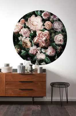 Produktbild von Komar Vlies Fototapete rund und selbstklebend "Flower Couture" - Größe: 125 x 125 cm (Breite x Höhe) - 1 Stück