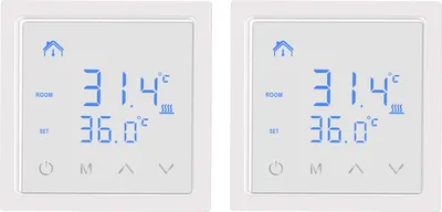 Produktbild von 2X Smart Thermostat 16A Raumthermostat elektrische Heizungssteuerung Fußbodenheizung, mit LED-Touchscreen, für zu Hause Büros Einkaufszentren Hotels