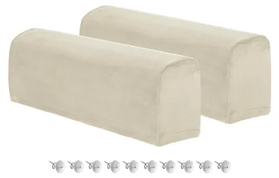 Produktbild von 2 Stück Armlehnenbezüge für Sofas, Schoner für weiche Armlehnenkissen im Zuhause und Büro - Beige