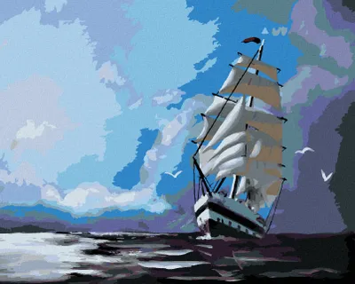 Produktbild von Zuty - Malen nach Zahlen - SEGELSCHIFF UND WOLKEN (D. RUSTY RUST), 40x50 cm, mit Keilrahmen (bereits gespannt)