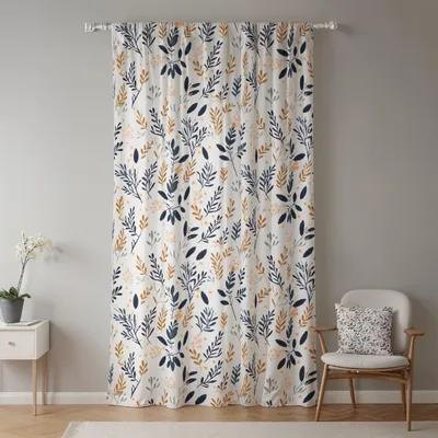 Vorhänge mit Blättermuster, 107x160 cm, Polyester, blickdicht