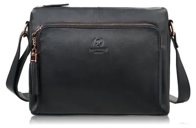 Produktbild von Damen Leder Umhängetasche schwarz klassisch urban geräumig Paolo Peruzzi AY-22-BLRG