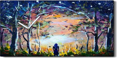 Produktbild von Wanduhr Bürouhr Leinwand Bild 60x30 Kunst Mädchen in einer mystischen Welt - weiße Hände